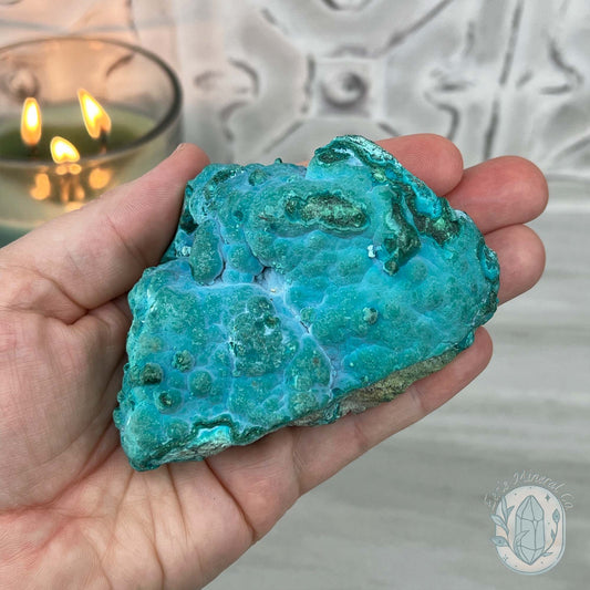 Chrysocolla and Malachite Specimen on Stand
