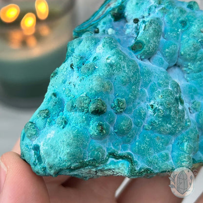 Chrysocolla and Malachite Specimen on Stand