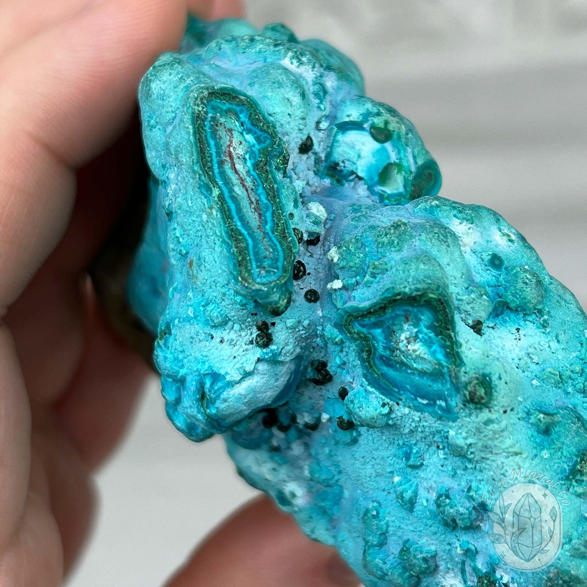 Chrysocolla and Malachite Specimen on Stand
