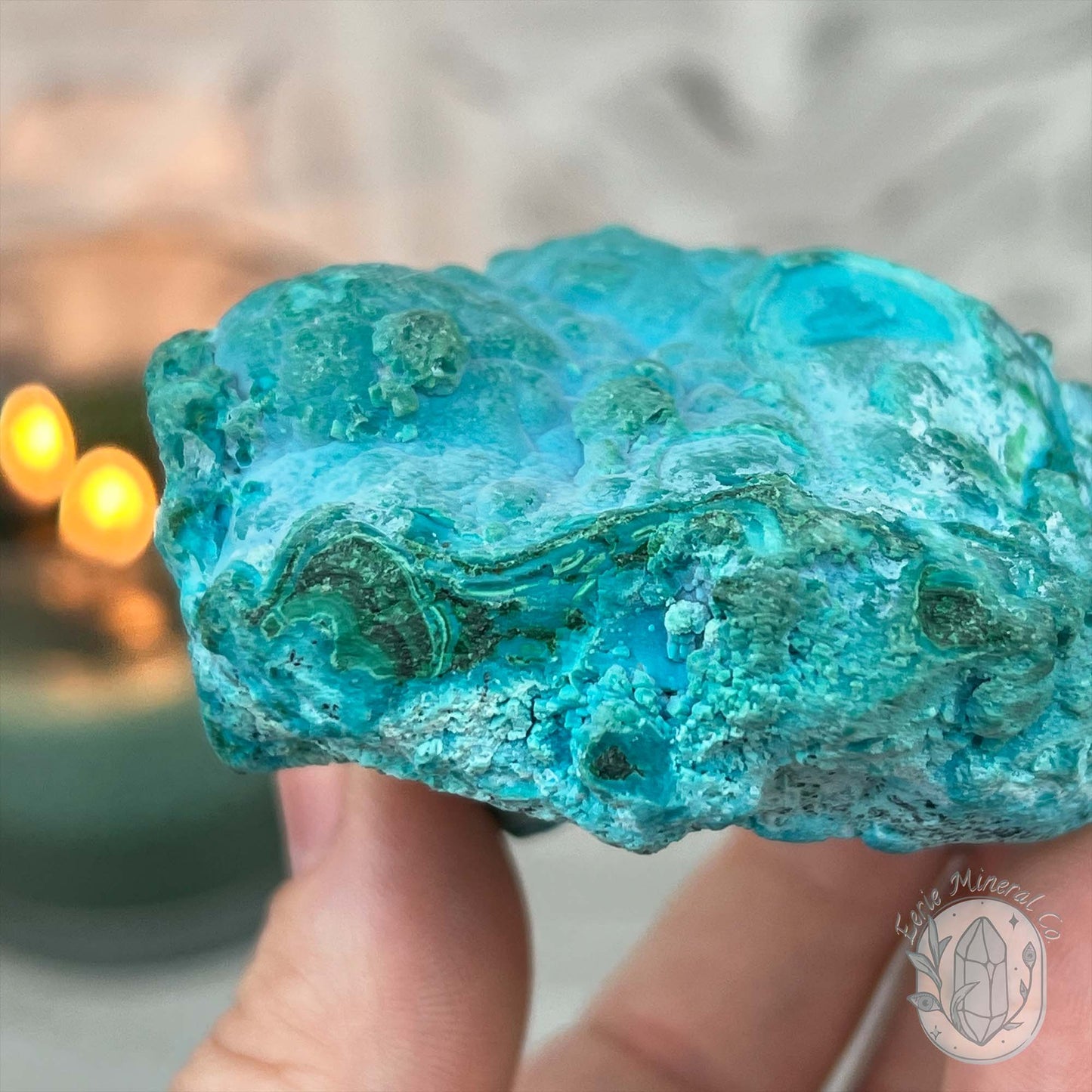 Chrysocolla and Malachite Specimen on Stand