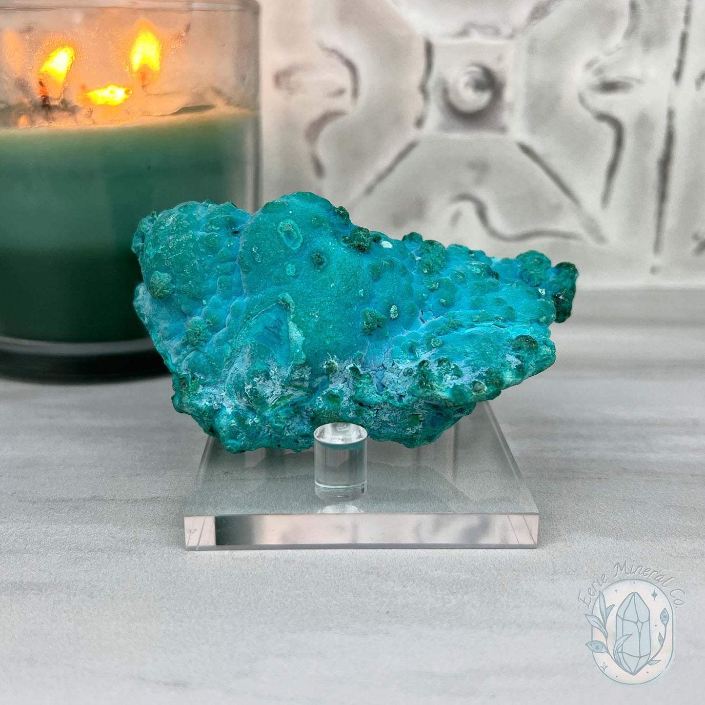 Chrysocolla and Malachite Specimen on Stand