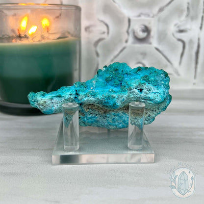 Chrysocolla and Malachite Specimen on Stand