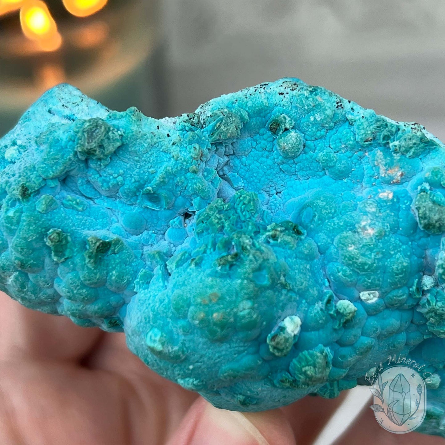 Chrysocolla and Malachite Specimen on Stand