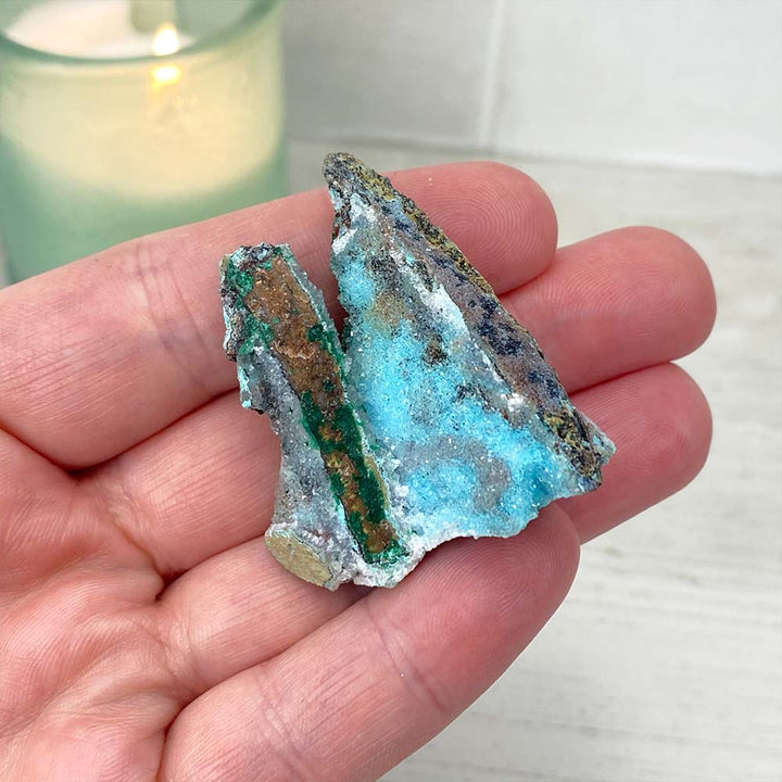 Crystallized Druzy Chrysocolla and Malachite Specimen