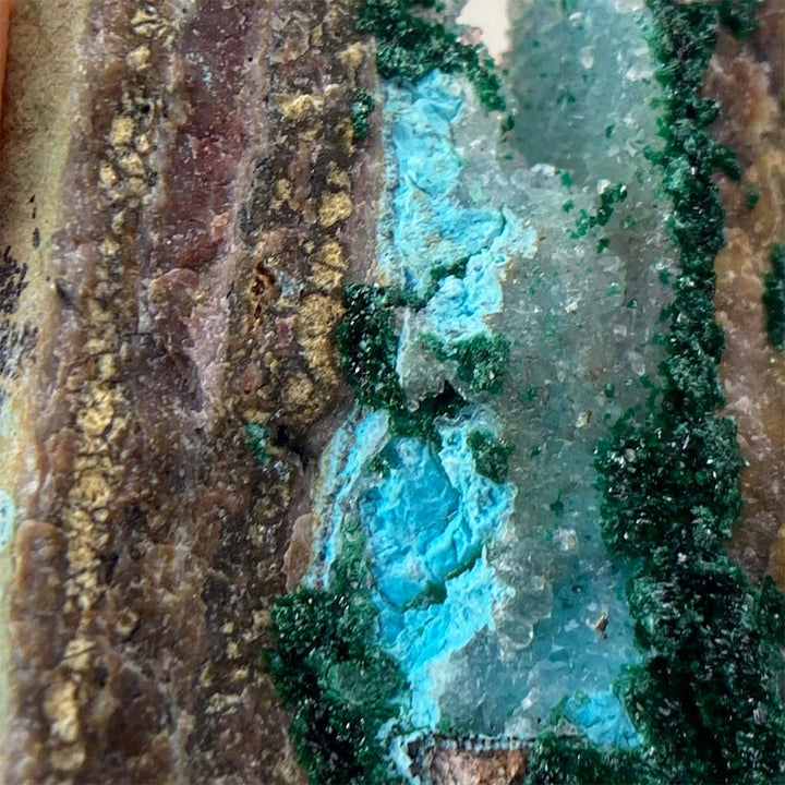 Crystallized Druzy Chrysocolla and Malachite Specimen