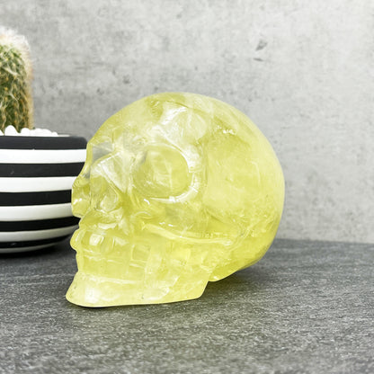 citrine crystal skull carving