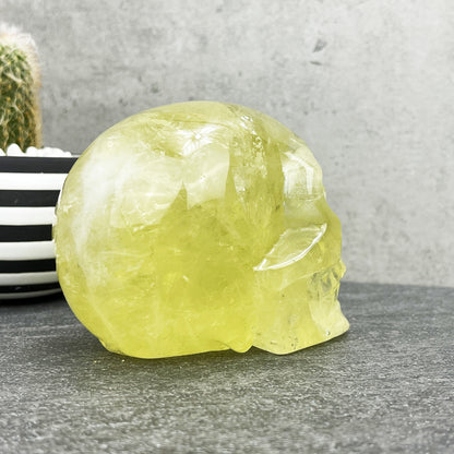 citrine crystal skull carving