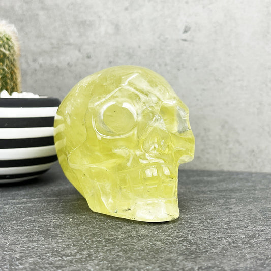 citrine crystal skull carving
