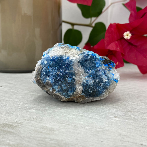 Natural Cyanotrichite with Blue Fluorite Specimen