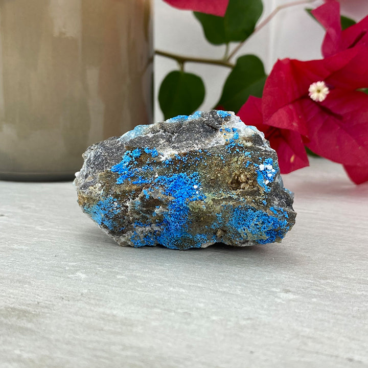 Natural Cyanotrichite with Blue Fluorite Specimen