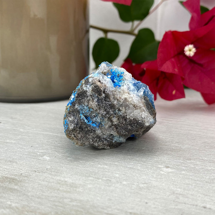 Natural Cyanotrichite with Blue Fluorite Specimen