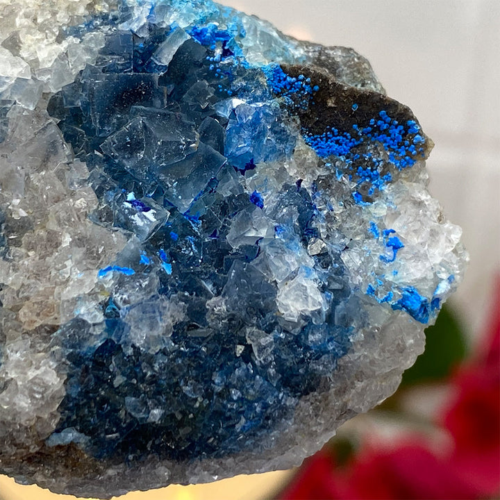 Natural Cyanotrichite with Blue Fluorite Specimen