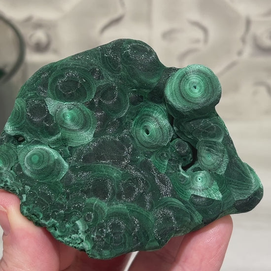 Silky Velvet Fibrous Malachite Specimen with Display Stand