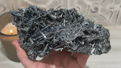 Hunan Province Stibnite Specimen with Display Stand
