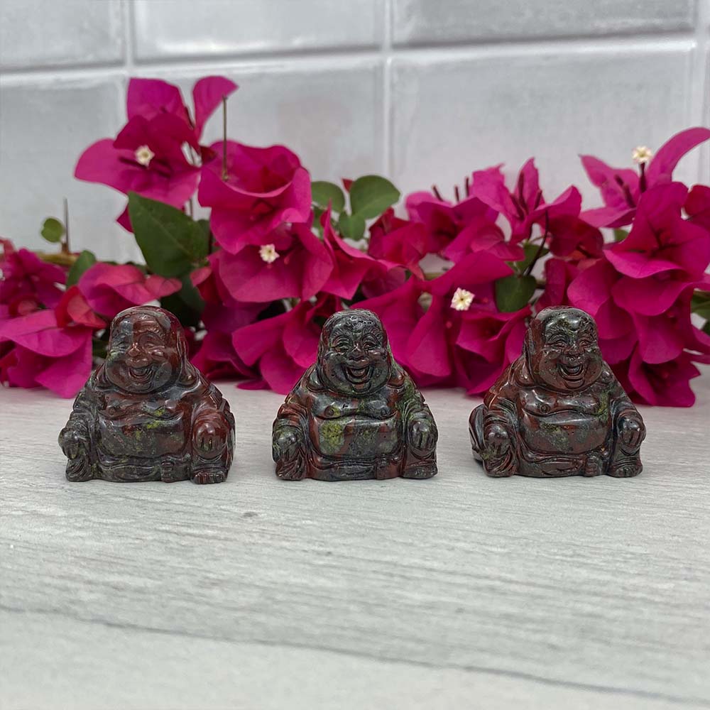 Polished Smiling Buddha Dragon Blood Carving