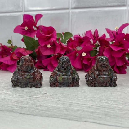 Polished Smiling Buddha Dragon Blood Carving
