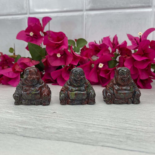 Polished Smiling Buddha Dragon Blood Carving