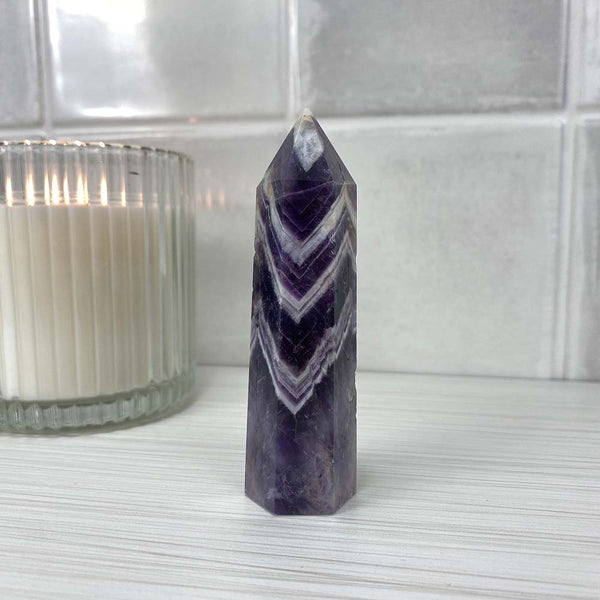 Polished Chevron (Dream) Amethyst Tower