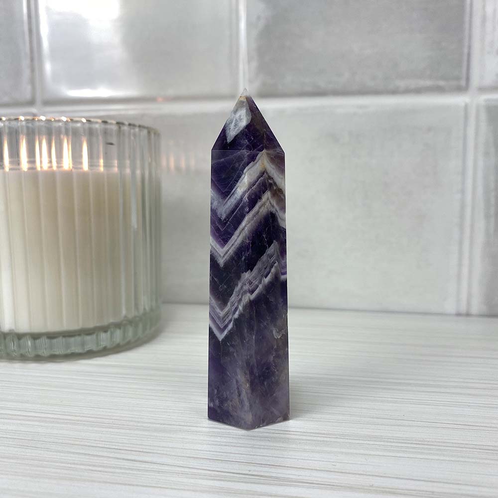 Polished Chevron (Dream) Amethyst Tower