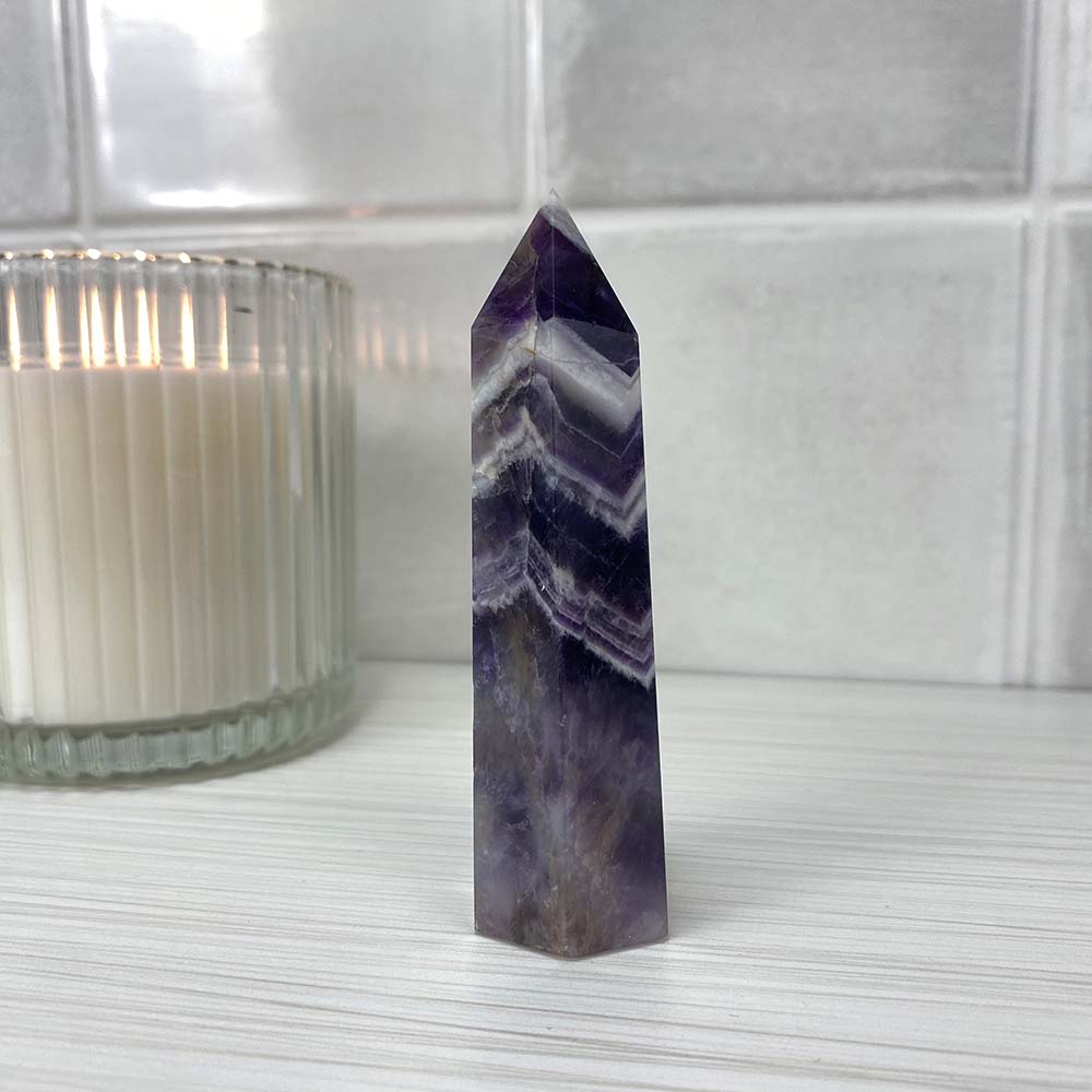 Polished Chevron (Dream) Amethyst Tower