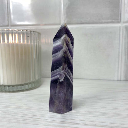 Polished Chevron (Dream) Amethyst Tower