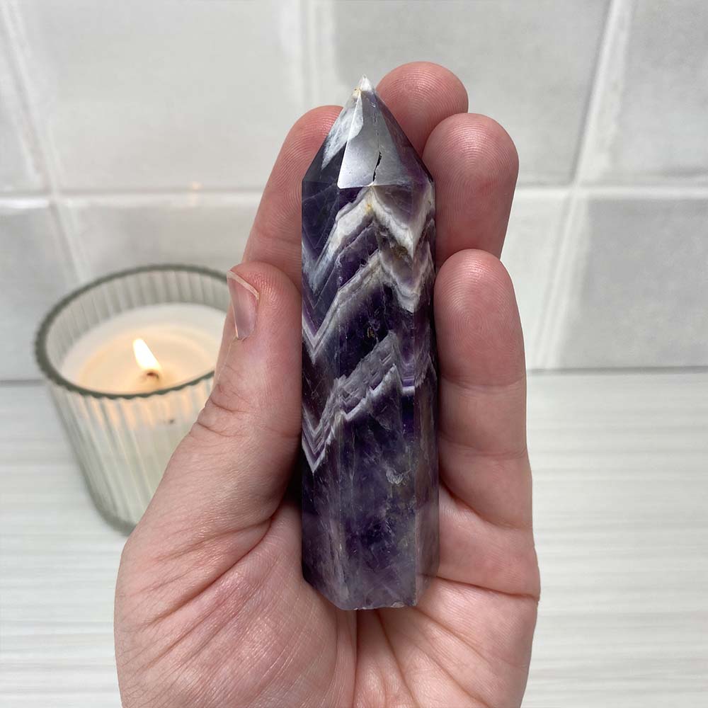 Polished Chevron (Dream) Amethyst Tower