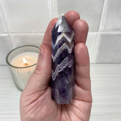 Polished Chevron (Dream) Amethyst Tower