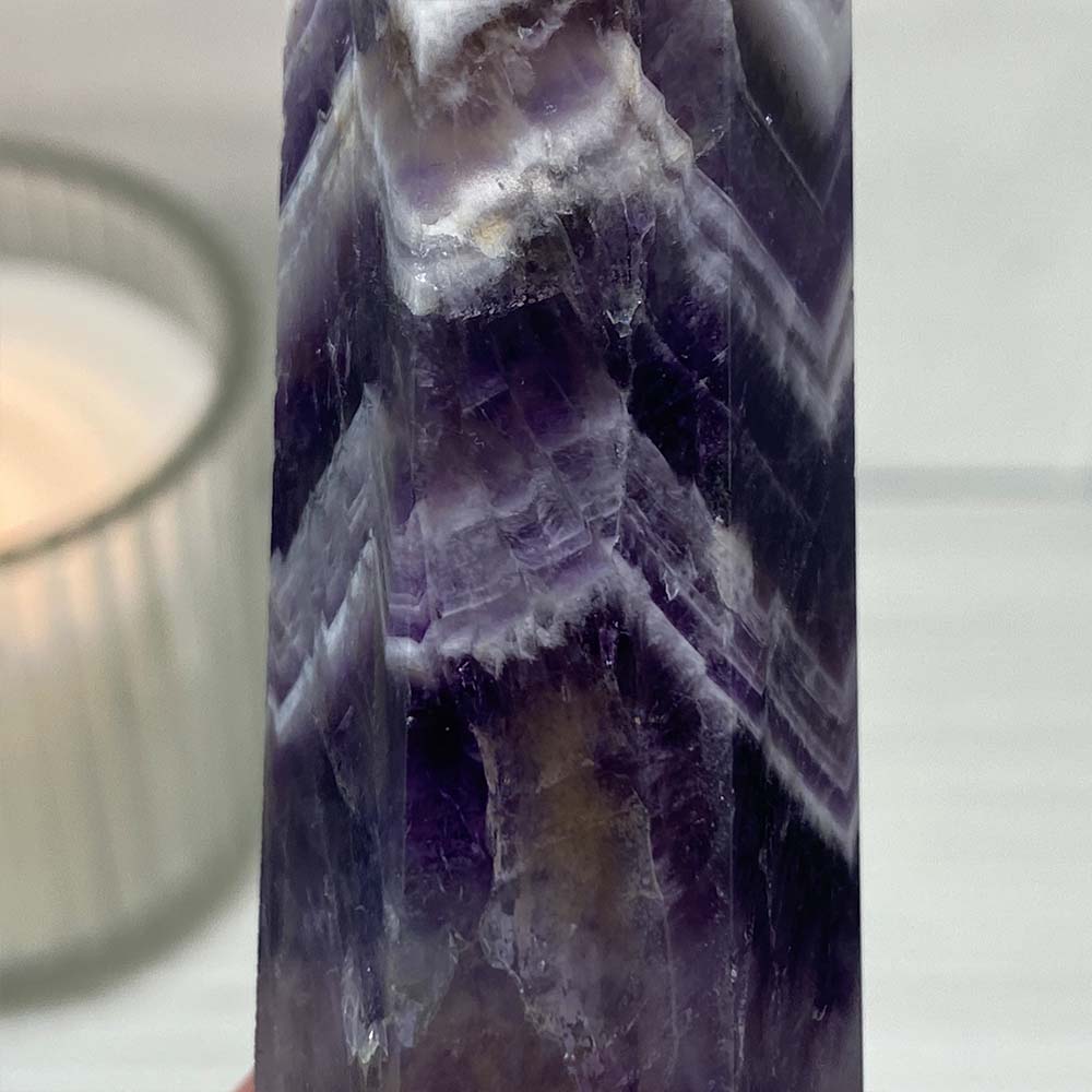 Polished Chevron (Dream) Amethyst Tower