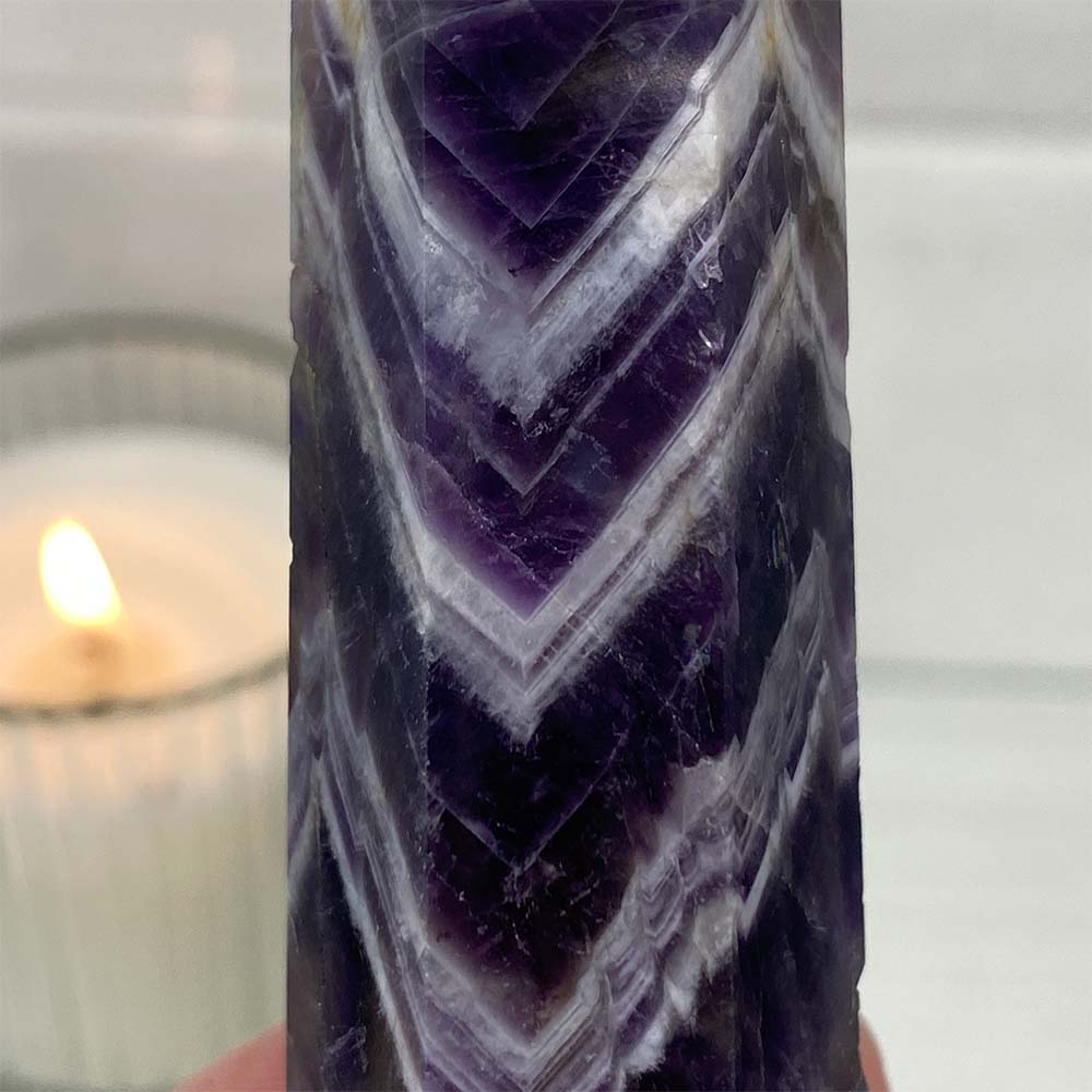 Polished Chevron (Dream) Amethyst Tower
