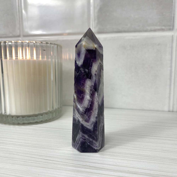 Polished Chevron (Dream) Amethyst Tower