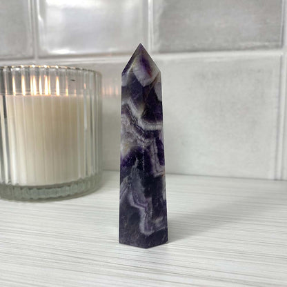 Polished Chevron (Dream) Amethyst Tower