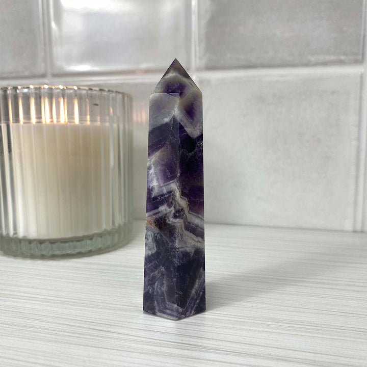 Polished Chevron (Dream) Amethyst Tower