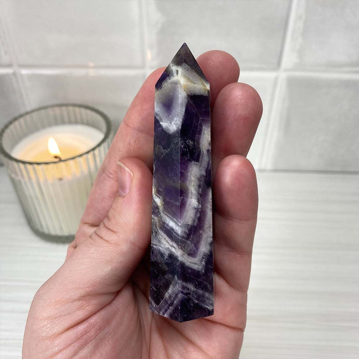 Polished Chevron (Dream) Amethyst Tower