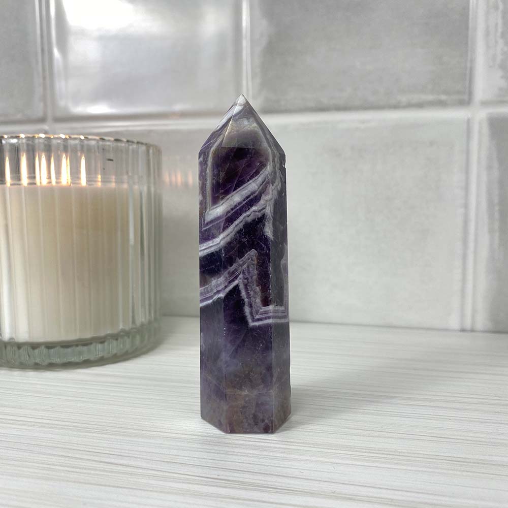 Polished Chevron (Dream) Amethyst Tower