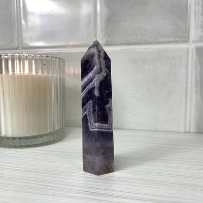 Polished Chevron (Dream) Amethyst Tower