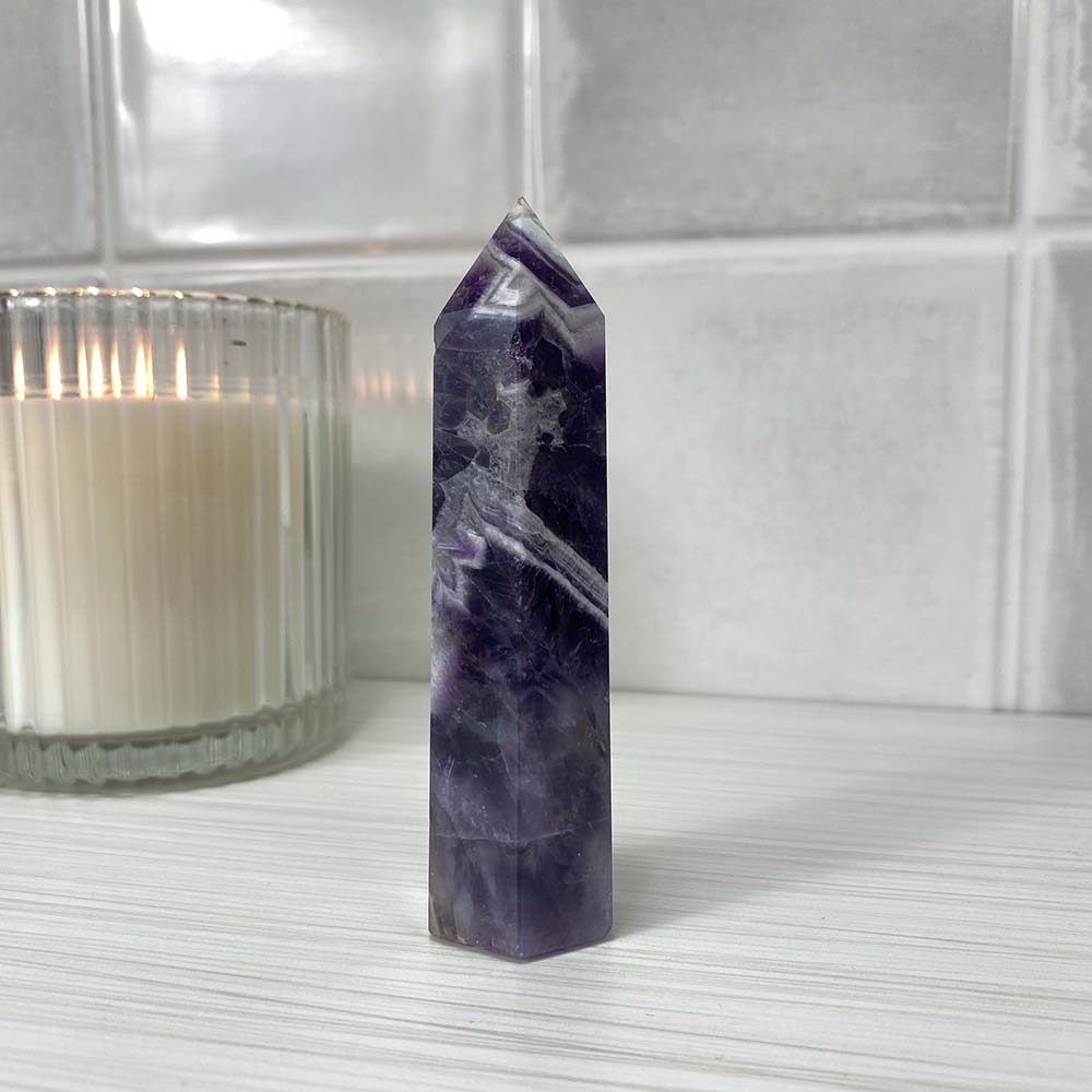 Polished Chevron (Dream) Amethyst Tower