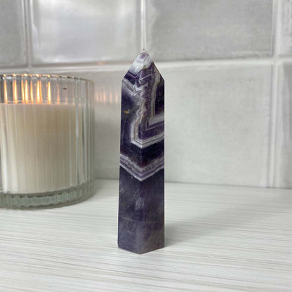 Polished Chevron (Dream) Amethyst Tower