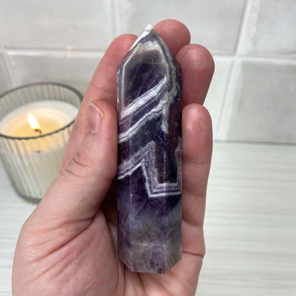 Polished Chevron (Dream) Amethyst Tower