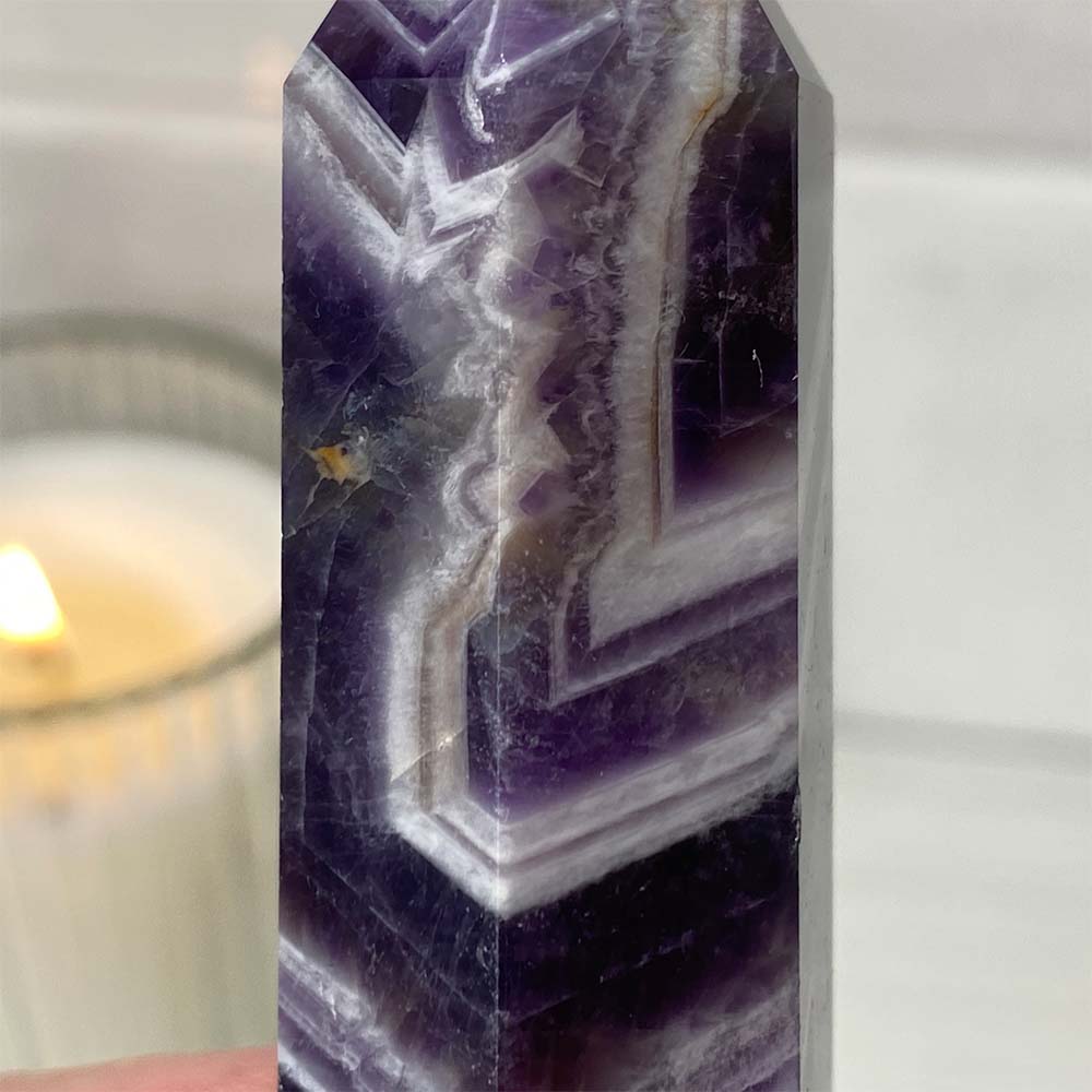 Polished Chevron (Dream) Amethyst Tower
