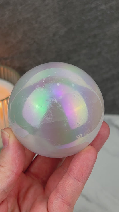 65mm Angel Aura Coated Selenite Sphere