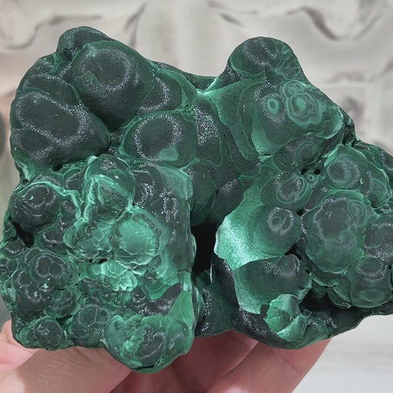 Silky Velvet Fibrous Malachite Specimen with Display Stand
