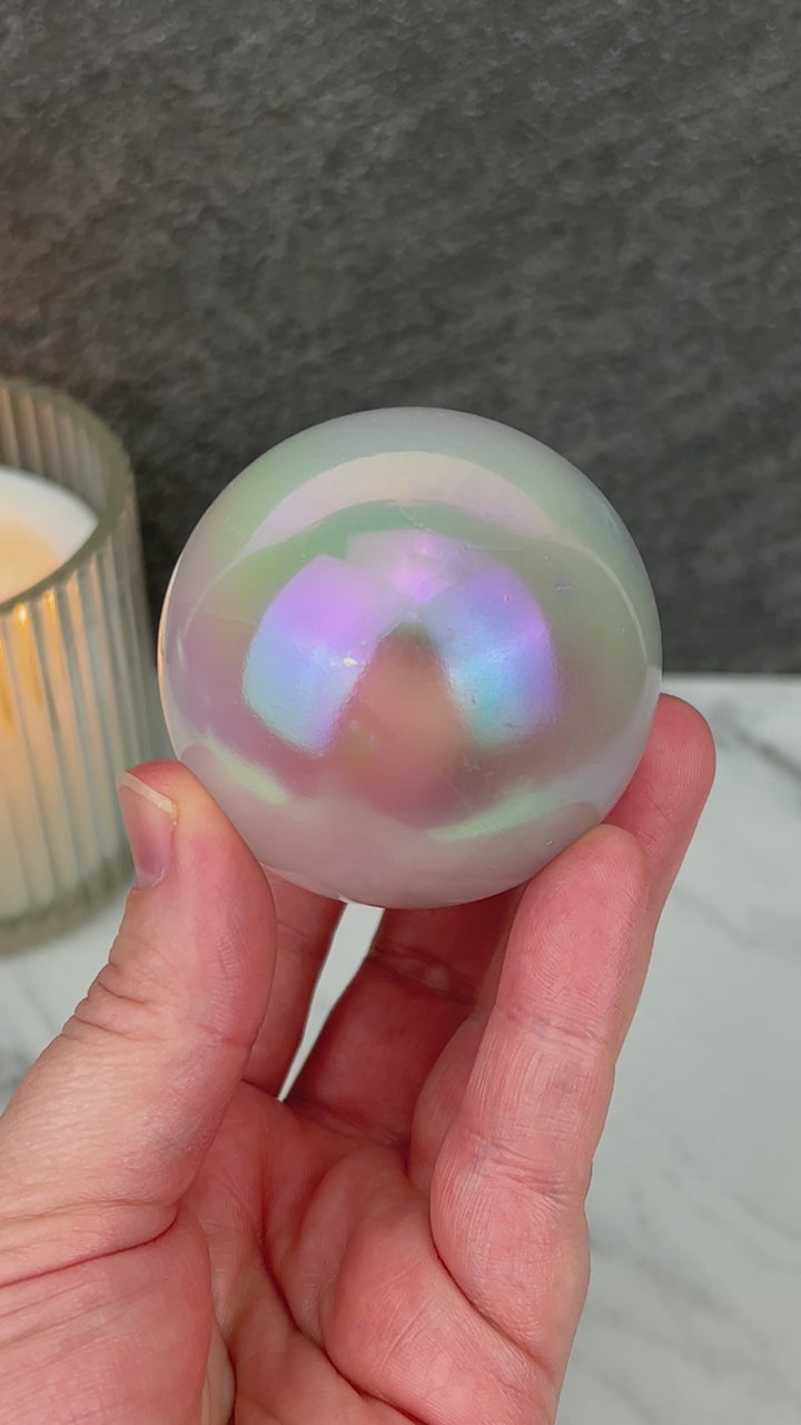 58mm Angel Aura Coated Selenite Sphere