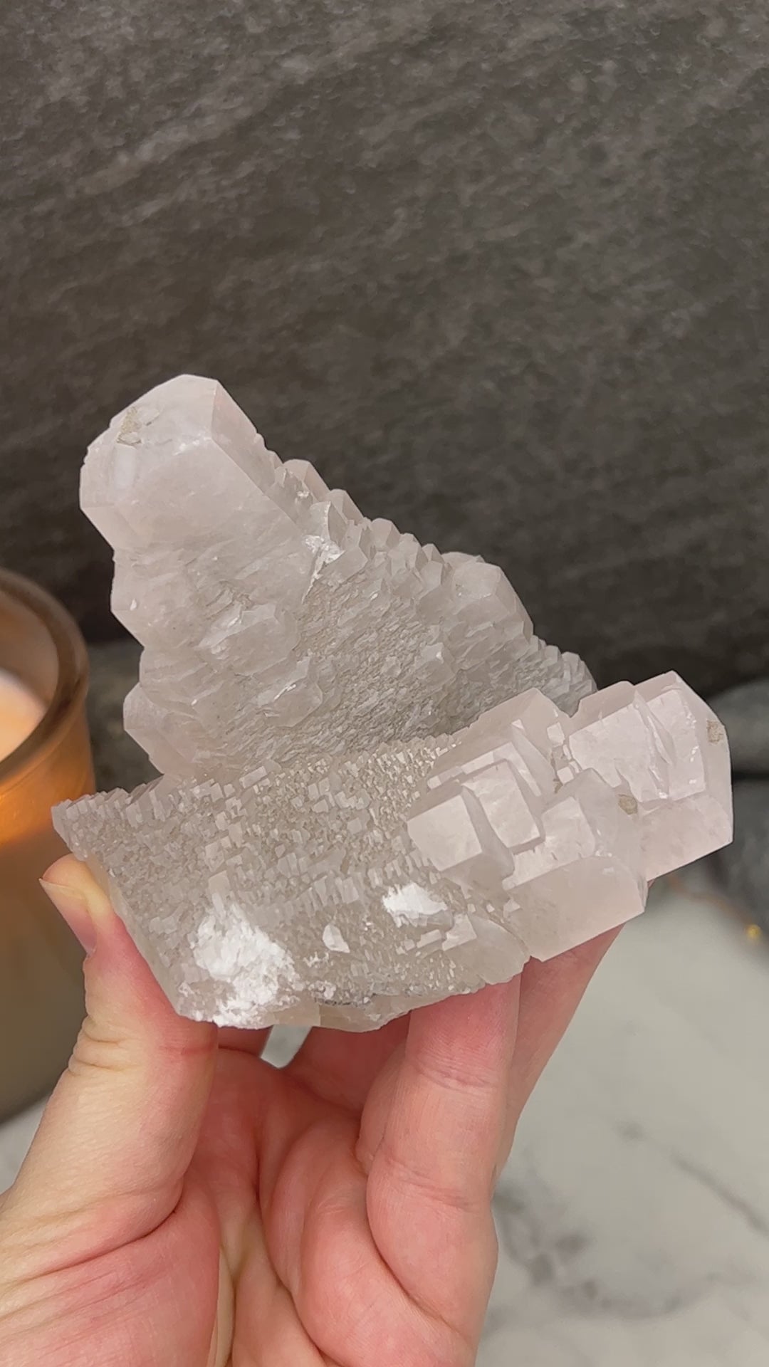 UV Reactive Pink Calcite Specimen with Display Base
