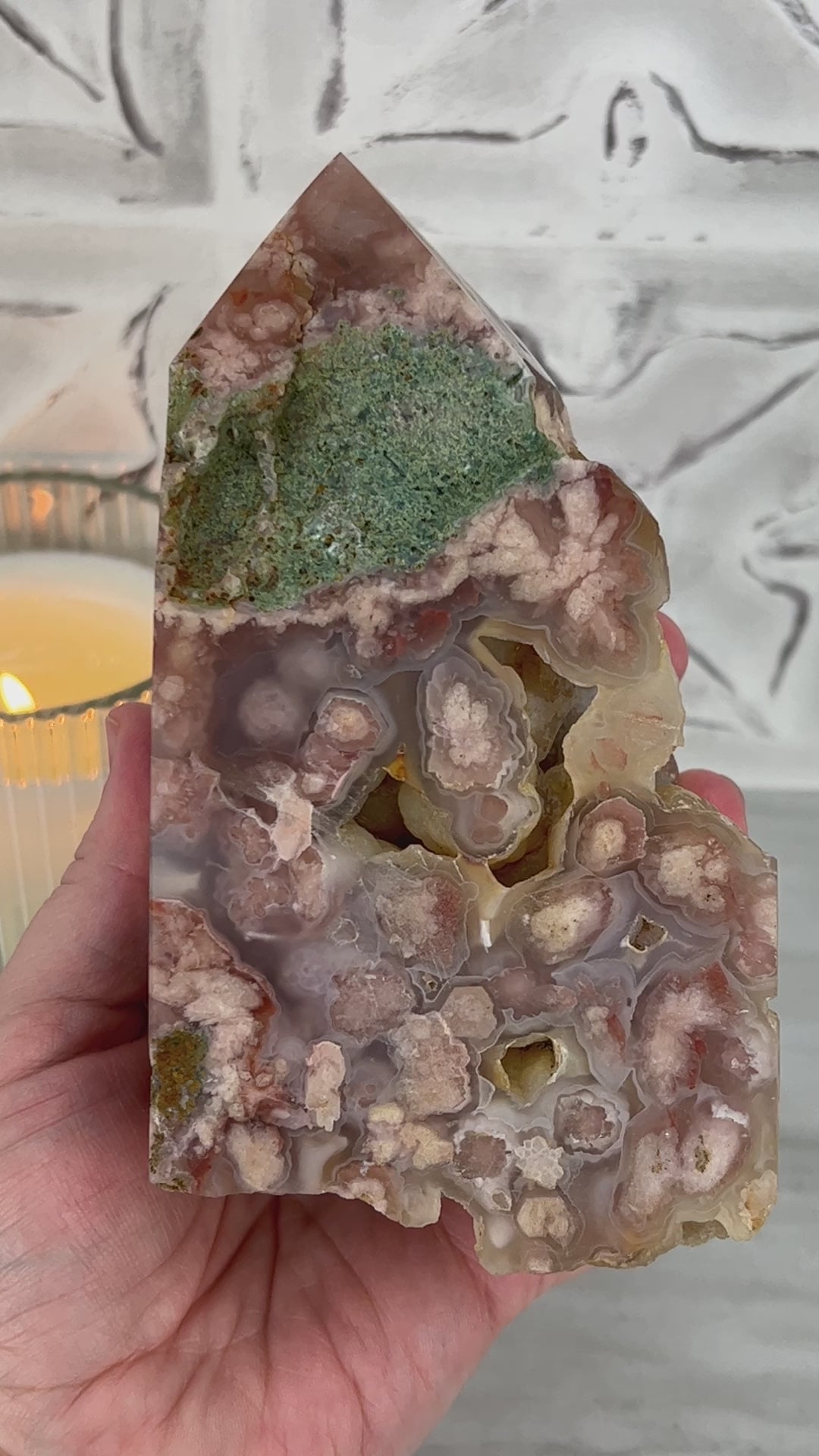 Large Flower Agate Tower Specimen