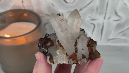 Red Hematite with Quartz Cluster Specimen