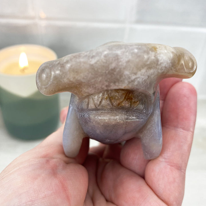 Polished Flower Agate Hammerhead Shark