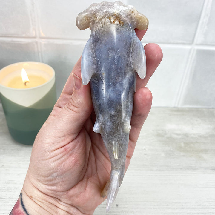 Polished Flower Agate Hammerhead Shark