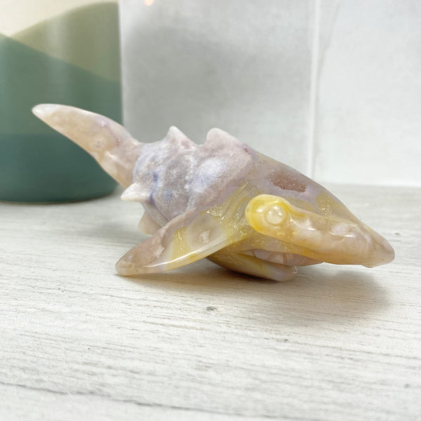 Polished Flower Agate Hammerhead Shark