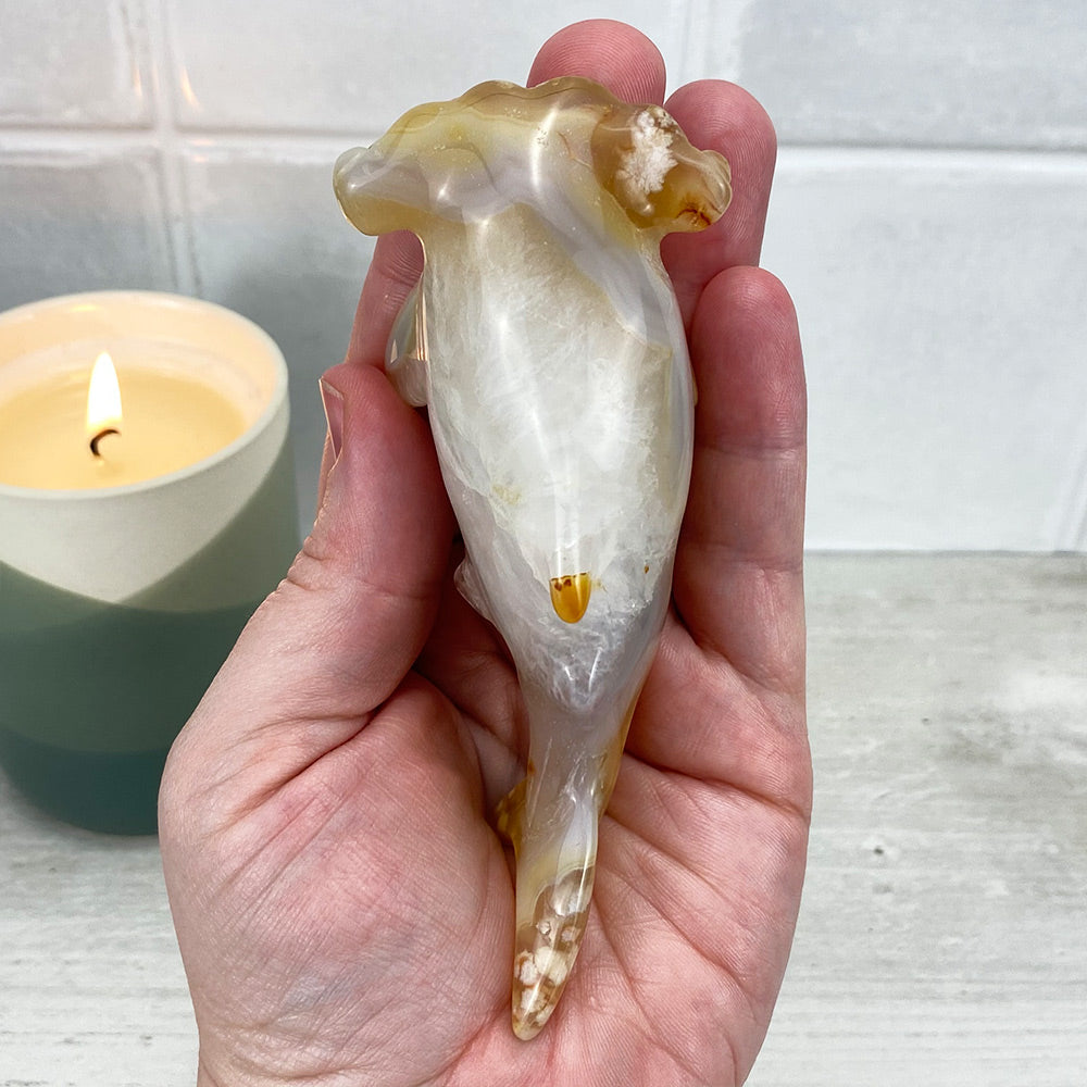 Polished Flower Agate Hammerhead Shark