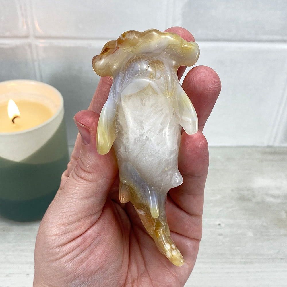Polished Flower Agate Hammerhead Shark